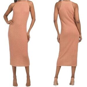 House of Harlow 1960 Pink Crochet Overlay Sleeveless Midi‎ Dress Size Medium